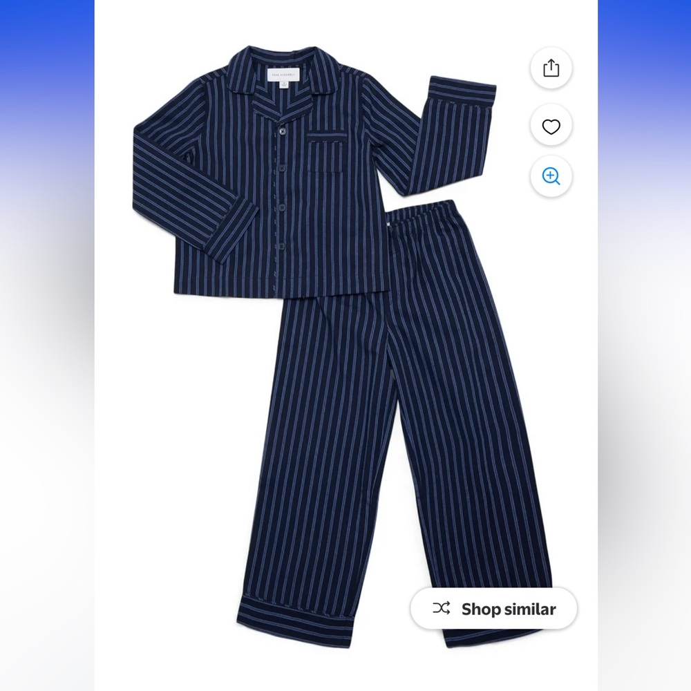NWT Free Assembly Family 2 Piece Striped Navy  Pajamas Long Sleeve Shirt & Pants